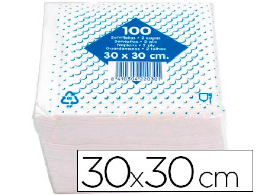 Guardanapos algodao 30x30 cm 2 folhas pack de 100 unidades , Branca , 24571 , 8410304220301